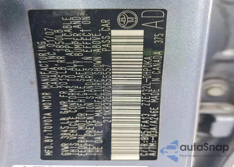 2007 Toyota Corolla Matrix Xr from USA, damaged, VIN 2T1KR32E07C655557